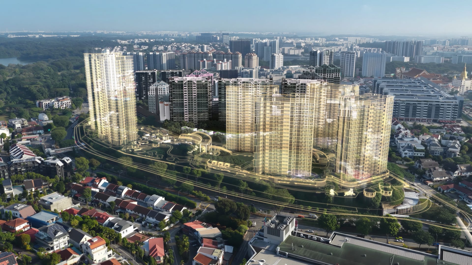 Thomson Reserve aerial — full development